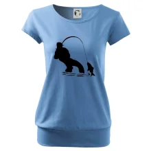 Rybář tahající rybu