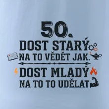 50 - dost starý na to vědět jak  - modrý nápis