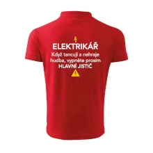 Elektrikář - hlavní jistič - Nápis na zádech