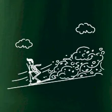 Kreslený lyžař na horách