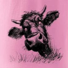Černobílá karikatura černá kráva hlava