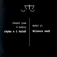 Hledání haléře bilance sedí