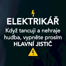Elektrikář - hlavní jistič - Nápis na zádech
