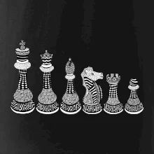 Šachové figurky v řadě - kreslené