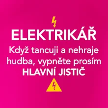Elektrikář - hlavní jistič - Nápis na zádech