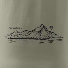 Nový Zéland nápis a hory Aoraki -  Mount Cook