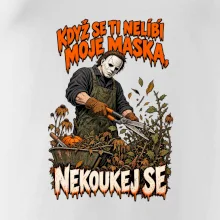 Maskovaný hororový zahradník se zahradními nůžkami