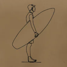 Surfař stojící jedním tahem