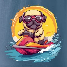 Mops na vodním skútru Mops na vodním skútru