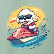 Lhasa Apso na vodním skútru