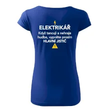 Elektrikář - hlavní jistič - Nápis na zádech