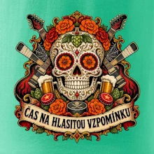 Mexická rocková lebka s kytarami a pivem