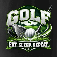 Golfová hůl s míčkem eat sleep repeat