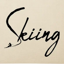 Skiing nápis lyžař