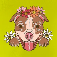 Americký stafordširský teriér hlava s květinami