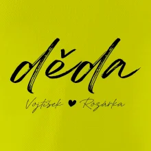 Děda Tričko se jmény dětí psací písmo