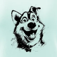 Černobílá karikatura husky