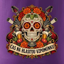 Mexická rocková lebka s kytarami a pivem