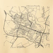 Mapy měst černobílé Ostrava Poruba