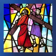 Vitráž - Ježíš a kříž