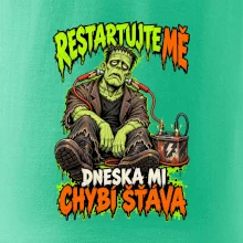 Vybitý Frankenstein s kabely od autobaterie