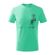 Kreslený rybář na pařezu