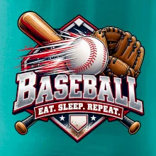 Baseballová pálka s rukavicí eat sleep repeat