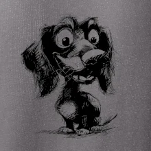 Černobílá karikatura jezevčík