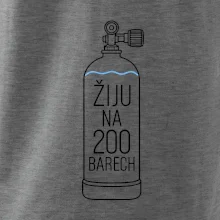 Žiju na 200 barech potápěčská lahev s modrou vlnovkou