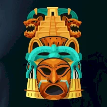 Mayové maska s pyramidou Mayové maska s pyramidou