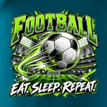 Fotbalový míč a stadion eat sleep repeat