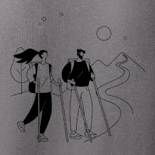 Kreslený pár na výletě