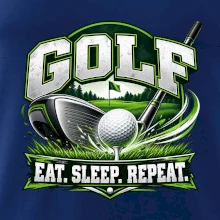 Golfová hůl s míčkem eat sleep repeat