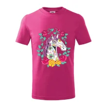 Kůň barevný s květinami