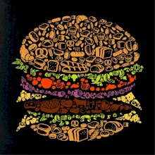 Burger - nákres z ikon
