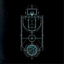 Technický nákres basketbalového hřiště
