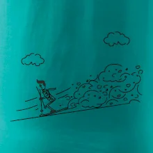 Kreslený lyžař na horách