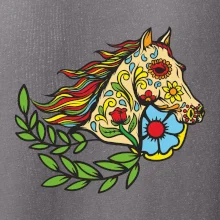 Kůň barevný s listy