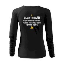 Elektrikář - hlavní jistič - Nápis na zádech