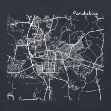 Mapy měst černobílé Pardubice