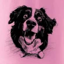 Černobílá karikatura Bernský salašnický pes