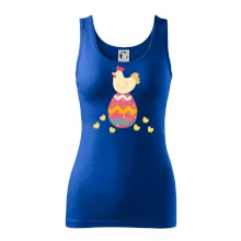 Slepice sedící na velikonočním vejci