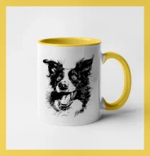 Černobílá karikatura Border kolie