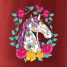 Kůň barevný s květinami