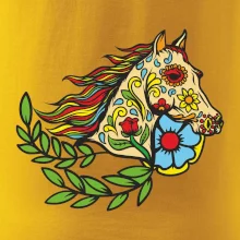 Kůň barevný s listy