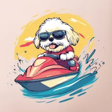 Lhasa Apso na vodním skútru