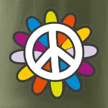 Peace symbol s kreslenou květinou