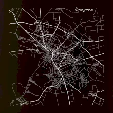 Černobílá mapa Znojmo