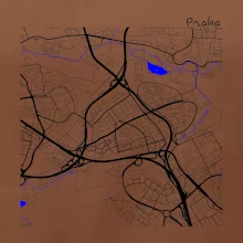 Praha - 14100 mapa s vodními toky