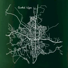 Česká Lípa - Mapa černobílá
